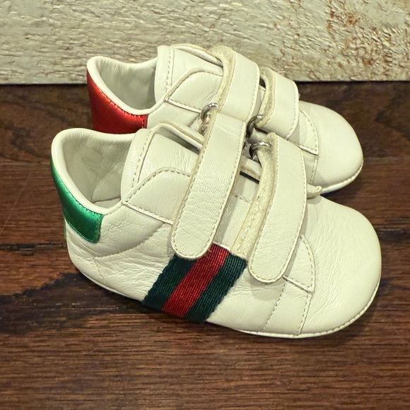 GUCCI Infant White Baby Ace Leather Sneakers Size 1 - Picture 1 of 6